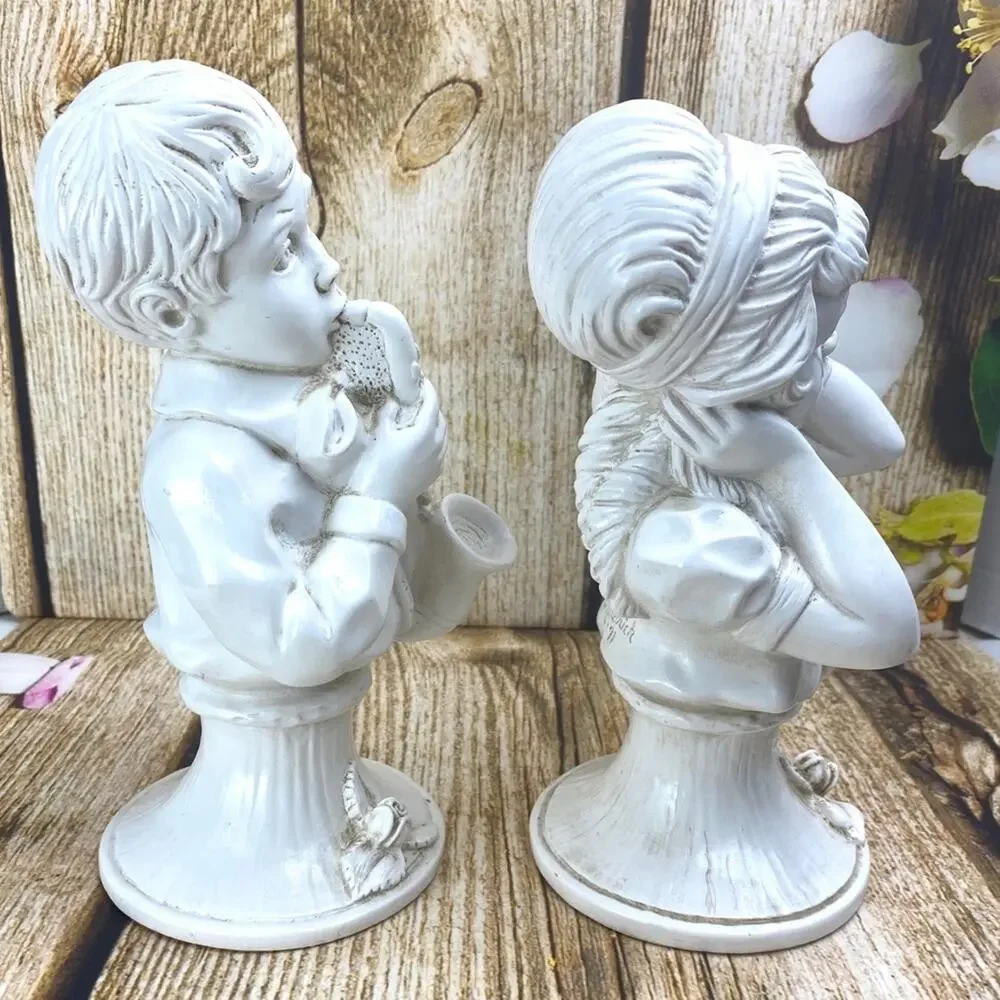 VTG 1971 U Kendrick Boy Girl Statues 9 inch Boy Saxophone Girl Covering Ears